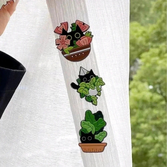 Five piece funny floral cat kitten enamel pin brooch charm purse bag decor - Picture 6 of 6